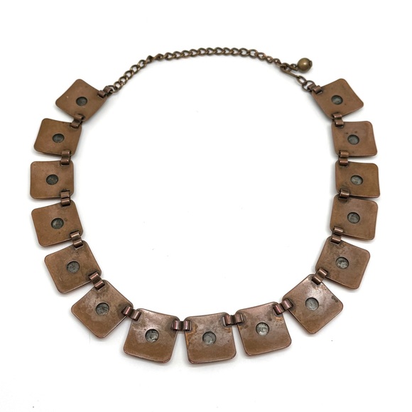 Matisse Renoir Copper and Enamel Square Link Necklace - Picture 10 of 16
